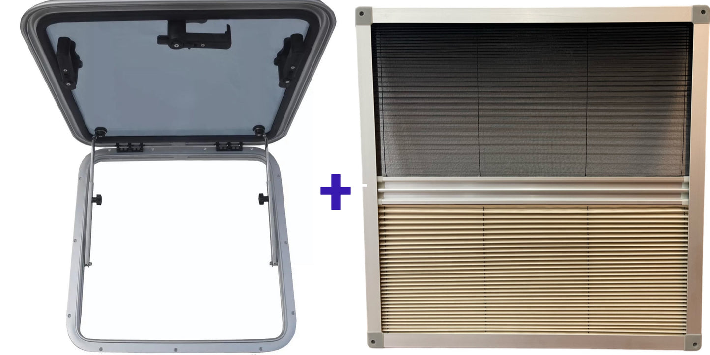 Galamarine 22.6"x22.6" Square Deck Hatch with Screen System - Anodized Aluminum Boat Hatch for Boat/Yacht/RV