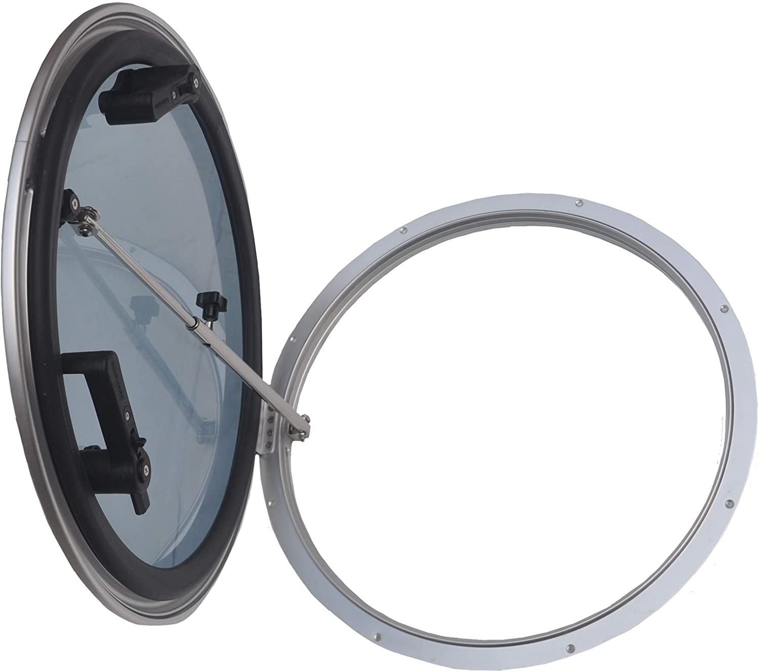 Galamarine Deck Hatch Anodized Aluminum Round Hatch with Tempered Glass for RV
