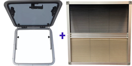 Galamarine 22.6"x22.6" Square Deck Hatch with Screen System - Anodized Aluminum Boat Hatch for Boat/Yacht/RV
