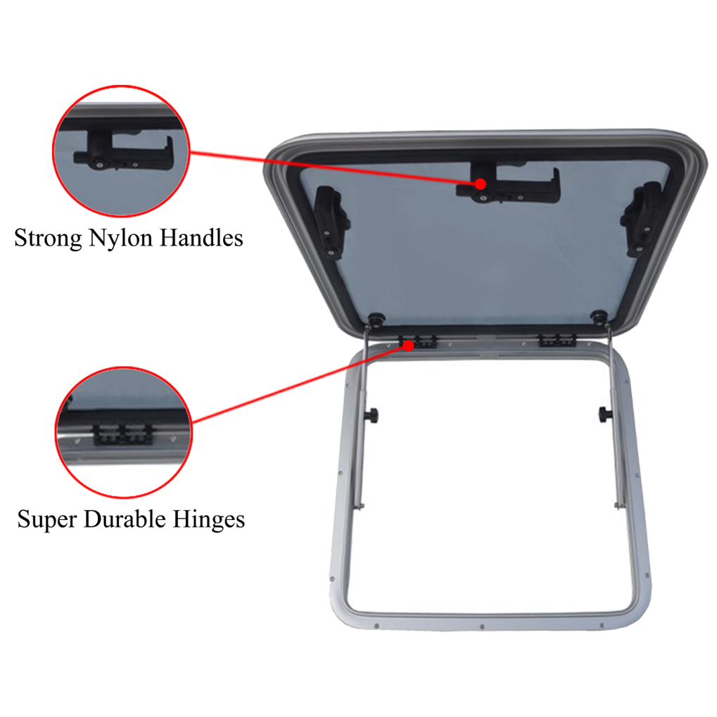 Anodized Aluminum Square Hatch with Tempered Glass for RV 6 Sizes