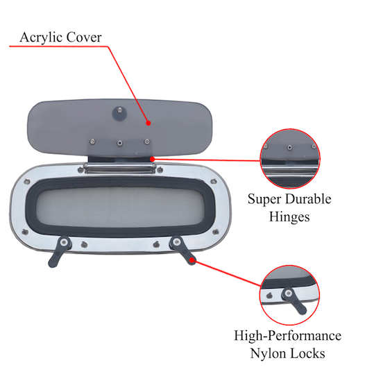 Galamarine Boat Portlight Stainless Steel Rectangular Portlight for RV